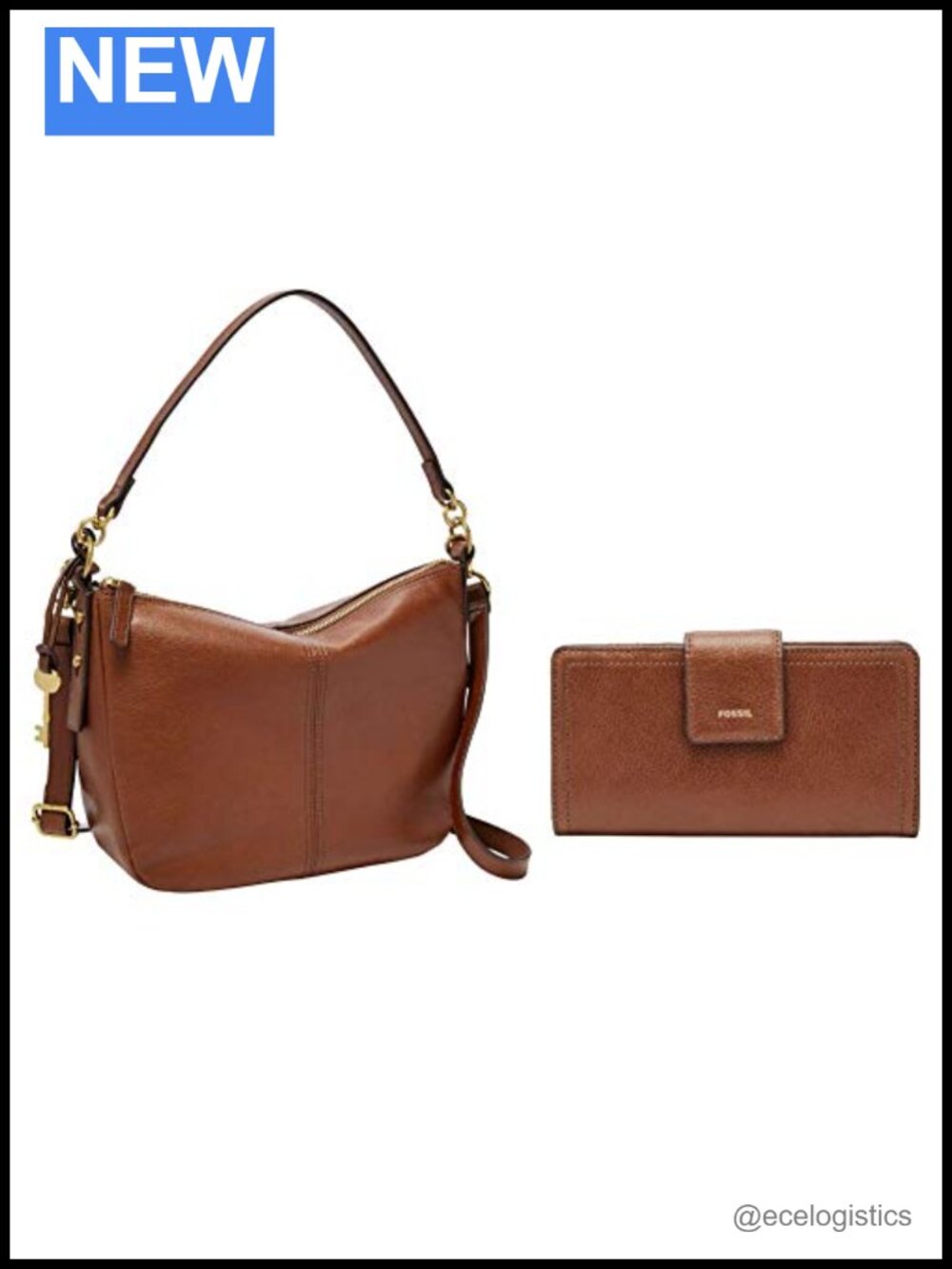 Fossil Jolie Genuine Leather Crossbody Bag with Logan Faux Leather Tab Clutch